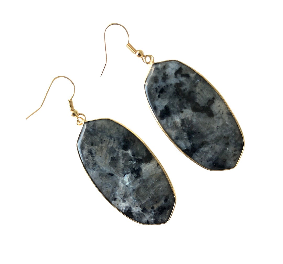 Black Labradorite Geometric Earrings