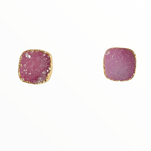 Square Druzy Studs