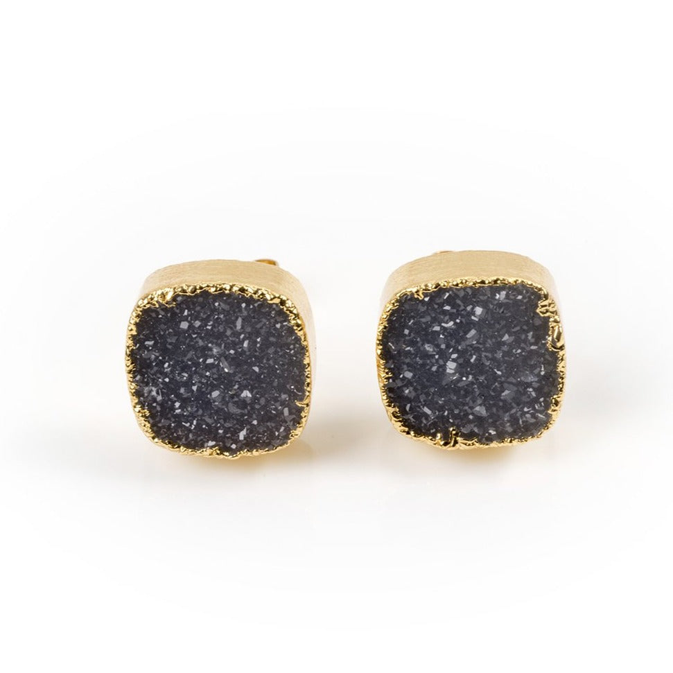 Square Druzy Studs