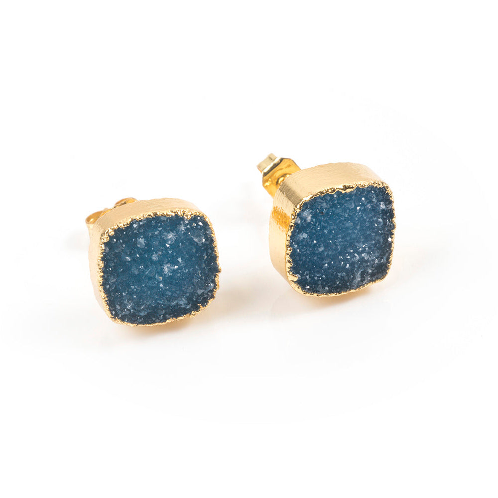Square Druzy Studs
