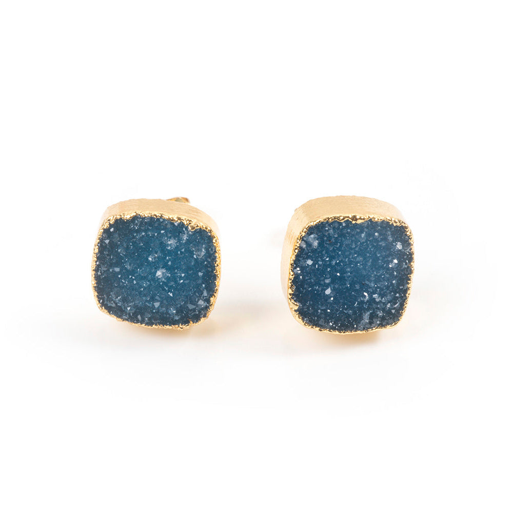 Square Druzy Studs