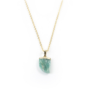 Amazonite Claw Necklace in Yellow Gold
