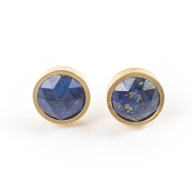 Lapis Lazuli Round Stud Earrings