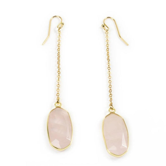 Rose Quartz Chain Earrings