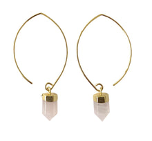 Load image into Gallery viewer, Rose Quartz Semi Hoops