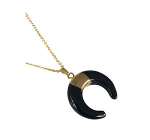 Black Onyx Horn Necklace