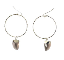 Load image into Gallery viewer, Smoky Quartz Hoop Earrings in White Gold
