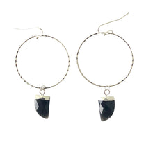 Load image into Gallery viewer, Black Onyx Hoops in White Gold