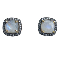 Load image into Gallery viewer, Rainbow Moonstone Stud Earrings