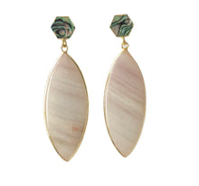 Load image into Gallery viewer, Pink Catseye and Abalone Shell Earrings