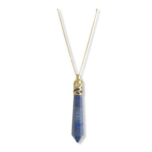 Bullet Shape Lapis Lazuli Necklace in Yellow Gold