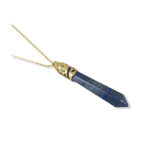 Load image into Gallery viewer, Bullet Shape Lapis Lazuli Necklace in Yellow Gold