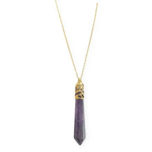 Load image into Gallery viewer, Bullet Shape Amethyst Necklace in Yellow Gold