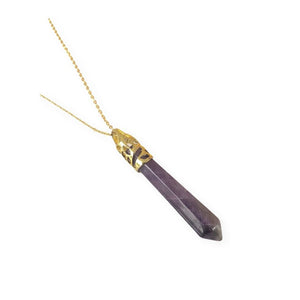 Bullet Shape Amethyst Necklace in Yellow Gold
