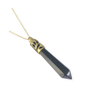 Bullet Shape Sandstone Necklace in Yellow Gold