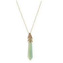 Load image into Gallery viewer, Bullet Shape Aventurine Necklace in Yellow Gold