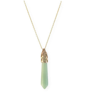 Bullet Shape Aventurine Necklace in Yellow Gold