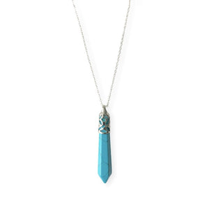 Bullet Shape Turquoise Necklace in White Gold