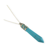Load image into Gallery viewer, Bullet Shape Turquoise Necklace in White Gold