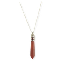Load image into Gallery viewer, Bullet Shape Carnelian Necklace in White Gold