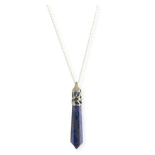 Load image into Gallery viewer, Bullet Shape Lapis Lazuli Necklace in White Gold