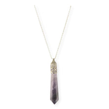 Load image into Gallery viewer, Bullet Shape Amethyst Necklace in White Gold
