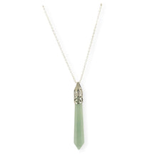 Load image into Gallery viewer, Bullet Shape Aventurine Necklace in White Gold