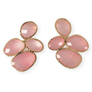 Pink Catseye Cluster Earrings