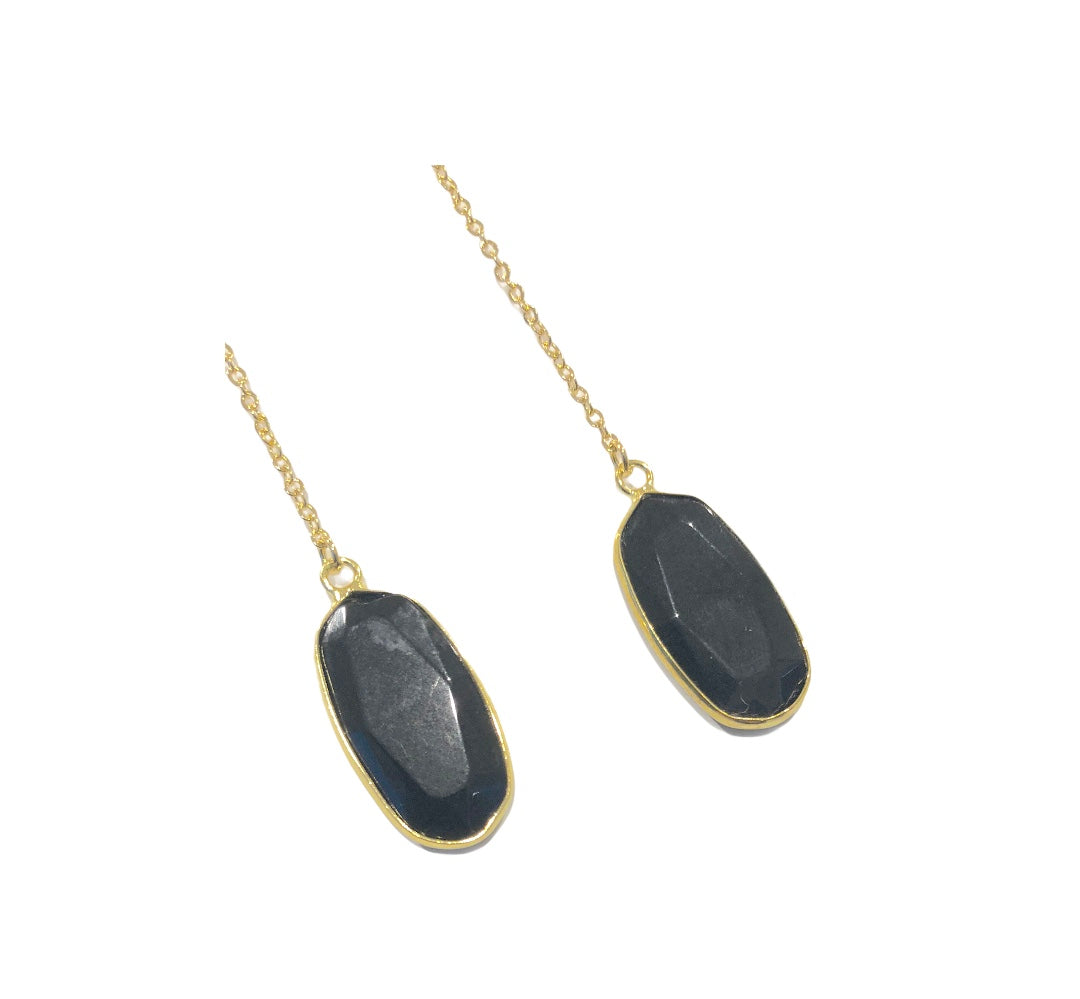 Black Onyx Chain Earrings
