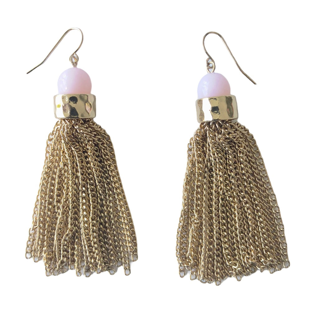 Rose Quartz Tassel Earrings
