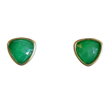 Load image into Gallery viewer, Green Onyx Trillion Stud Earrings