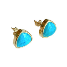 Load image into Gallery viewer, Turquoise Trillion Stud Earrings