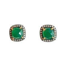 Load image into Gallery viewer, Green Onyx Stud Earrings