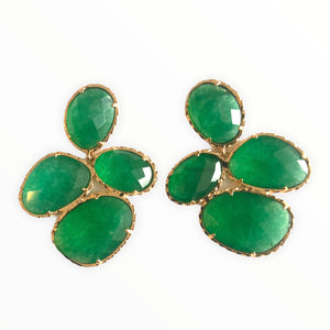 Green Catseye Cluster Earrings