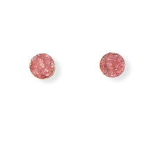 Load image into Gallery viewer, Pink Druzy Round Stud Earrings