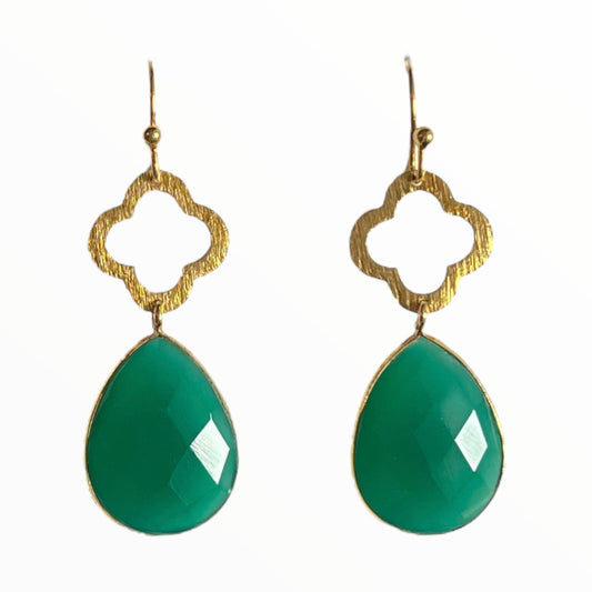 Green Onyx Teardrop Earrings