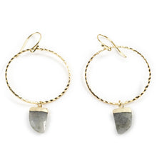 Load image into Gallery viewer, Labradorite Yellow Gold Hoops