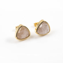 Load image into Gallery viewer, Rose Quartz Trillion Stud Earrings