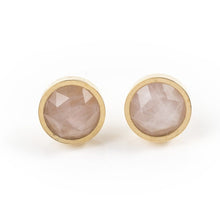 Load image into Gallery viewer, Rose Quartz Round Stud Earrings