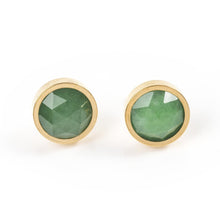 Load image into Gallery viewer, Green Onyx Round Stud Earrings