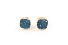 Load image into Gallery viewer, Blue Druzy Stud Earrings