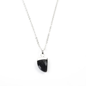 Black Onyx Claw Necklace in White Gold