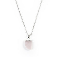 Load image into Gallery viewer, Rose Quartz Claw Necklace in White Gold