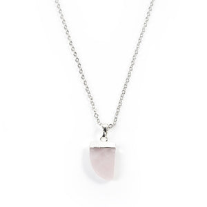 Rose Quartz Claw Necklace in White Gold