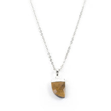 Load image into Gallery viewer, Tigers Eye Claw Necklace in White Gold