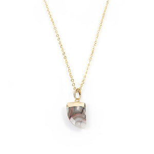 Mexican Grey Agate Claw Necklace in Yellow Gold