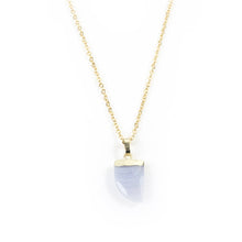 Load image into Gallery viewer, Blue Lace Agate Claw Necklace in Yellow Gold