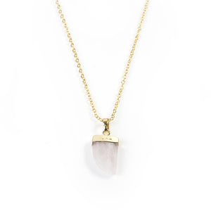 Rose Quartz Claw Necklace in Yellow Gold