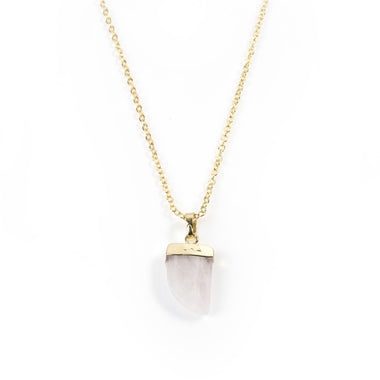 Rose Quartz Claw Necklace in Yellow Gold